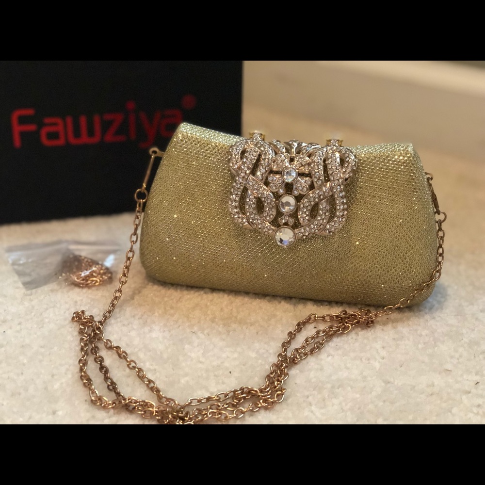 Fawziya Gold Evening Clutch